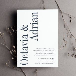 Parallel   Modern marin och vit typografi Bröllop Inbjudningar
