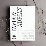 Parallel | Modern svart och vit Bröllop Inbjudningar<br><div class="desc">En modern och minimal typografibaserad bröllopsinbjudan som ger ditt namn i klassiskt mjukt smöbelsbrev,  som löper vertikalt upp på kortets lämnat sida. Anpassa till din bröllop-information som är anpassad till den nedre högerna.</div>
