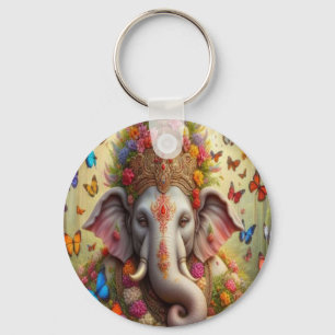 Parallel Realms Elephant and Butterflies nyckelrin Nyckelring