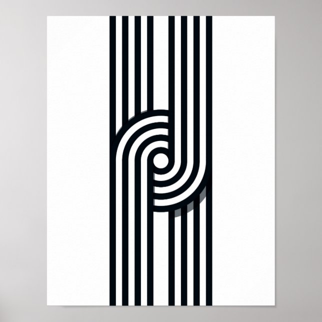 Parallell Linjer Art Skriv ut - Svartvit linje Poster (Framsidan)