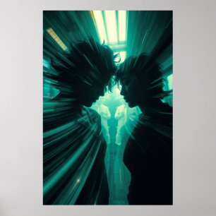 Parallell puls - Neon Sci-Fi Art-utskrift Poster