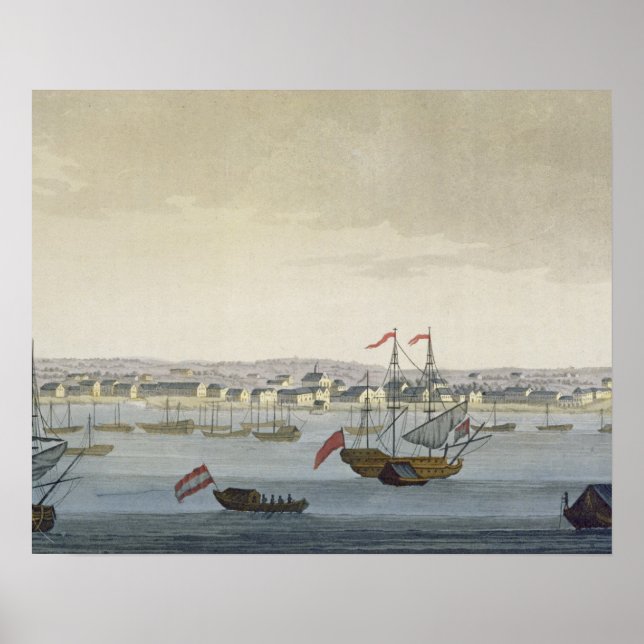 Paramaribos stad (färg engrave) poster (Framsidan)