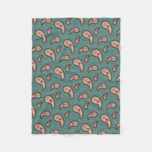 Paramecia Paisley Biology Science Teal Fleecefilt