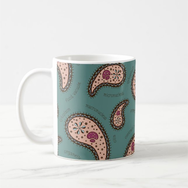 Paramecia Paisley Biology Science Teal Kaffemugg (Vänster)