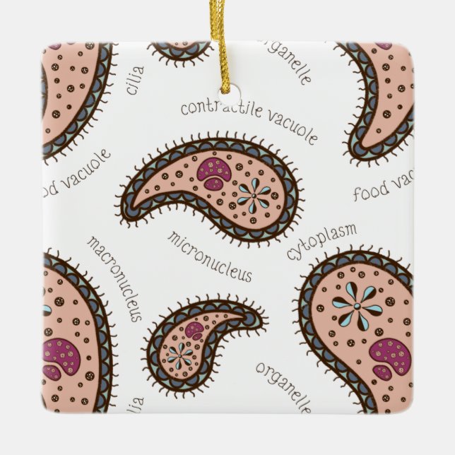 Paramecia Paisley Biology Science White Julgransprydnad Keramik (Framsida)