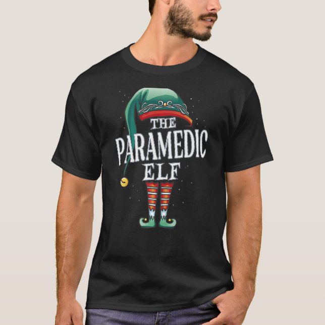 Paramedic Elf Christmas Group Xmas Pajama Party T Shirt (Framsida)