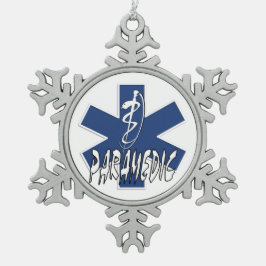 Paramedicinsk handling snöflinga pewter julgransprydnad