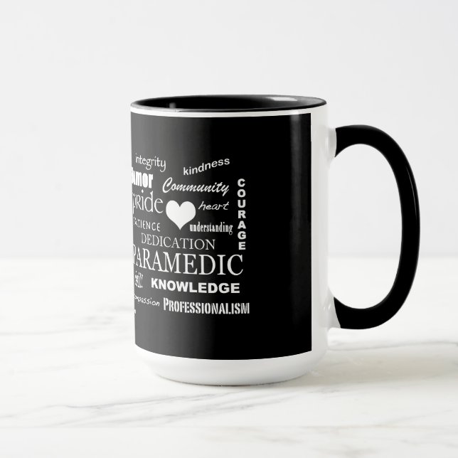 Paramedicinsk Pride-Vit hjärta/textdesign Mugg (Höger)