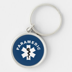 Paramedicinsk stjärna av liv rund silverfärgad nyckelring