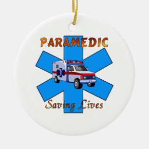 Paramedicinska besparingliv julgransprydnad keramik