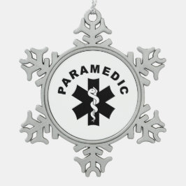 Paramedicinskt tema snöflinga pewter julgransprydnad