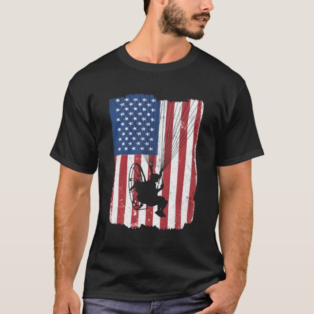 Paramotor Pilot Power Paraglider Usa American Fl T Shirt (Framsida)