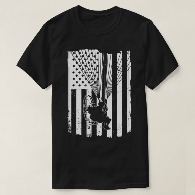 Paramotor Powered Paraglider USA American Flagga T Shirt (Design framsida)