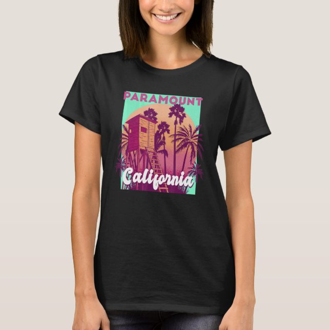 Paramount California handflatan träd strand retro  T Shirt (Framsida)