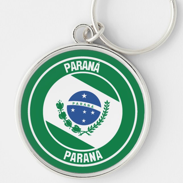 Paraná Round Emblem Rund Silverfärgad Nyckelring (Framsidan)