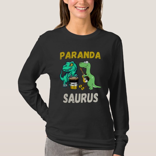 Parandasaurus Dinosaurs Playing Garifuna Drum And  T Shirt (Framsida)