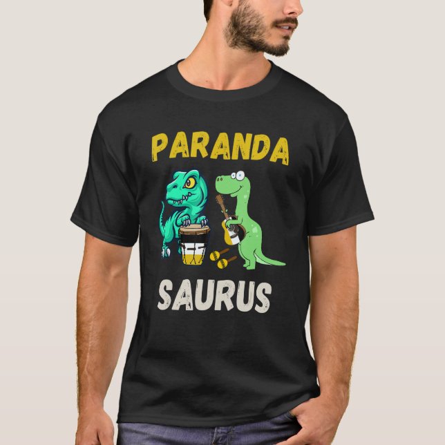 Parandasaurus Dinosaurs Playing Garifuna Drum And  T Shirt (Framsida)
