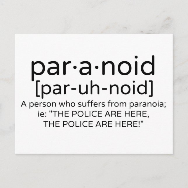 Paranoid-definition Vykort (Framsida)