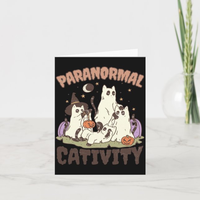 Paranormal aktivitet Söt Retro Halloween Svart Kat Kort (Framsida)