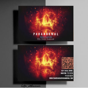 Paranormal Investigator Burning Skull Visitkort
