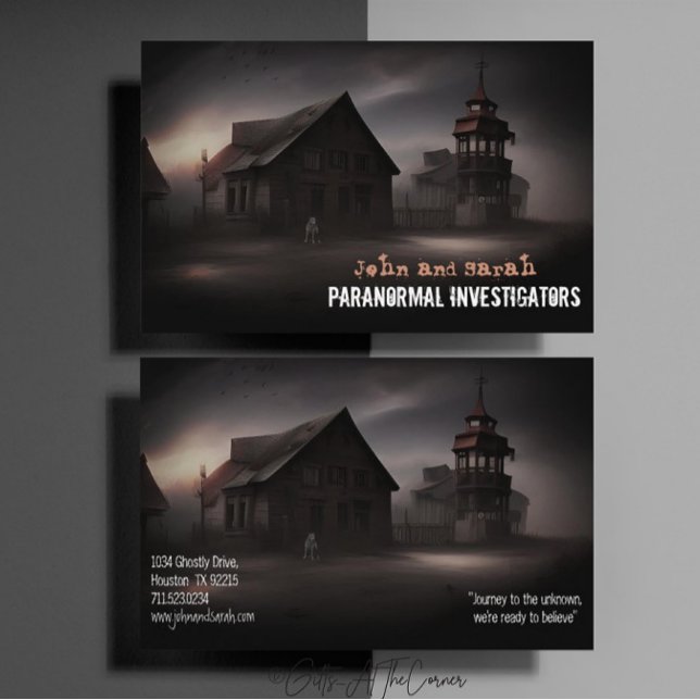 Paranormal Investigator Ghost Town White Hund Visitkort (Skapare uppladdad)