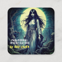 Paranormal Investigator Haunted Ghost Fyrkantigt Visitkort