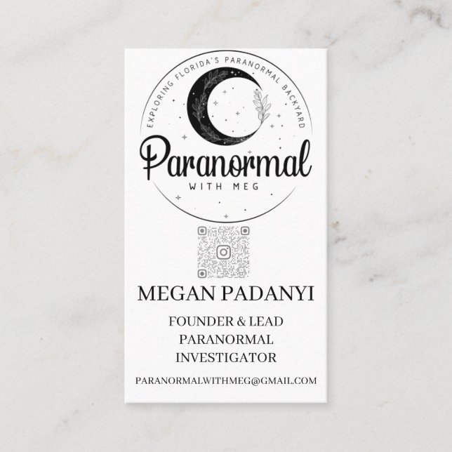 Paranormal med Meg-Lodrät med Photo Visitkort (Framsida)