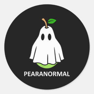 Paranormal söt spökpäron halloween kostym runt klistermärke