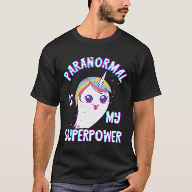 Paranormal Superpower Ghost Unicorn Ghost Hunting T Shirt (Framsida)