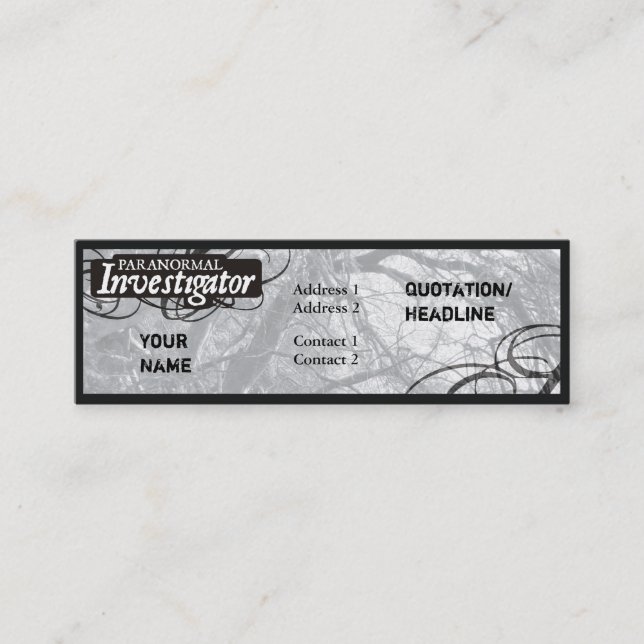 Paranormal utredare mini visitkort (Framsida)