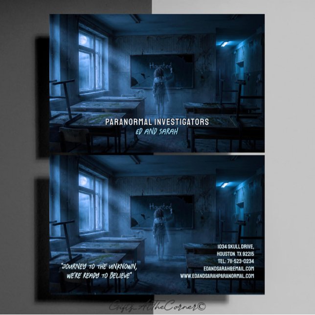 Paranormala Utredare Kuslig Hemsökt Klassrum Visitkort (Skapare uppladdad)