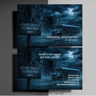 Paranormala utredare kuslig spökskola visitkort
