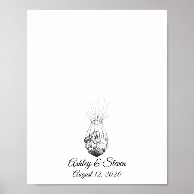 Paraplane Bröllop Fingerprint Guestbook Poster (Framsidan)