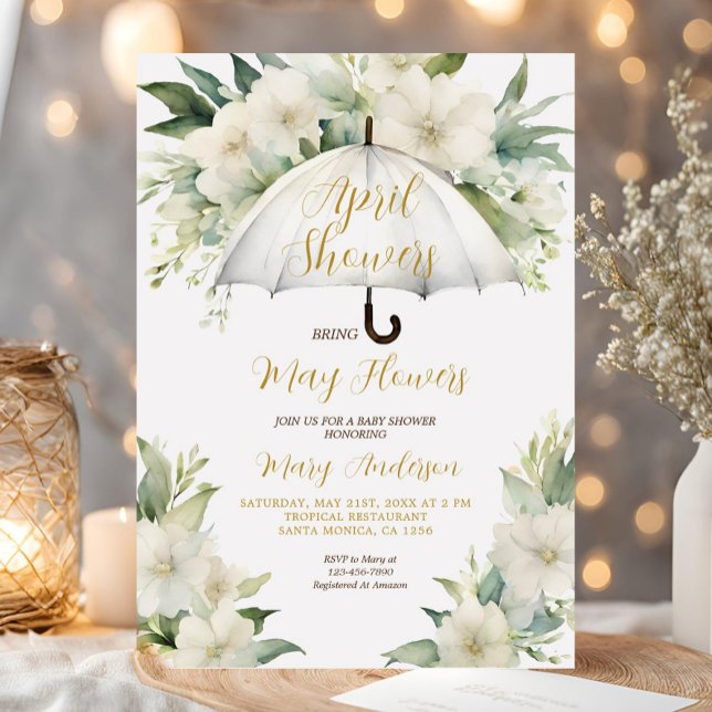 Paraplla April Showers Hämta maj-blommor Inbjudningar (Skapare uppladdad)