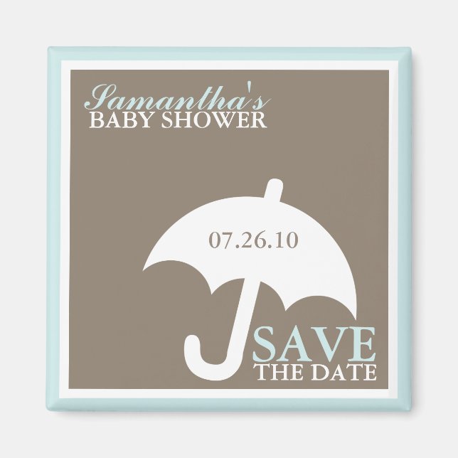 Paraplla Baby Shower Spara datum magneter (Framsidan)