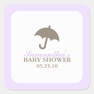 Paraplla Baby Shower Stickers Fyrkantigt Klistermärke