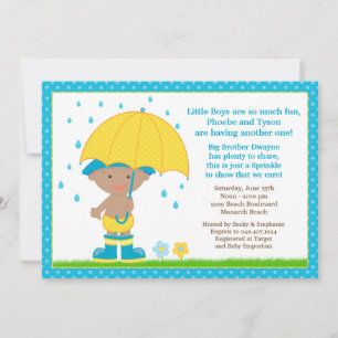 Paraplla Baby Sprinkle Shower African American Boy Inbjudningar