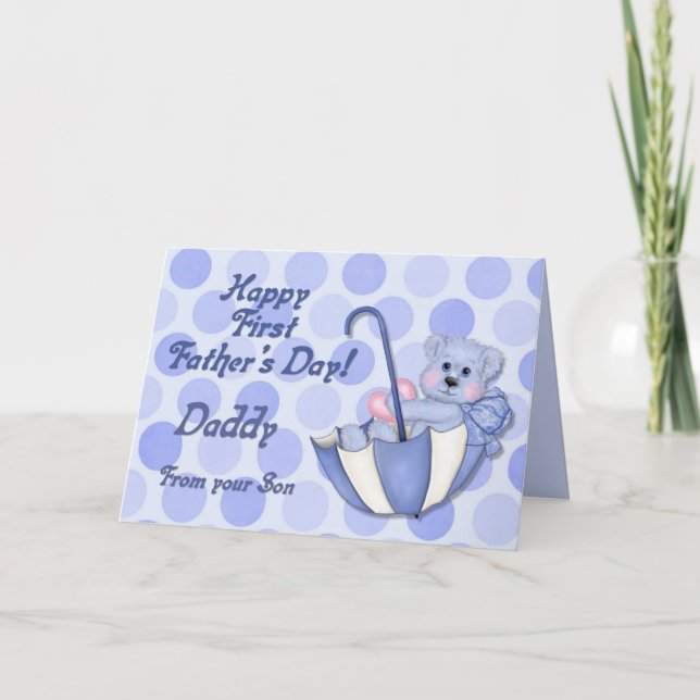 Paraplla Bear Blue - Första Fars dag Kort (Framsida)