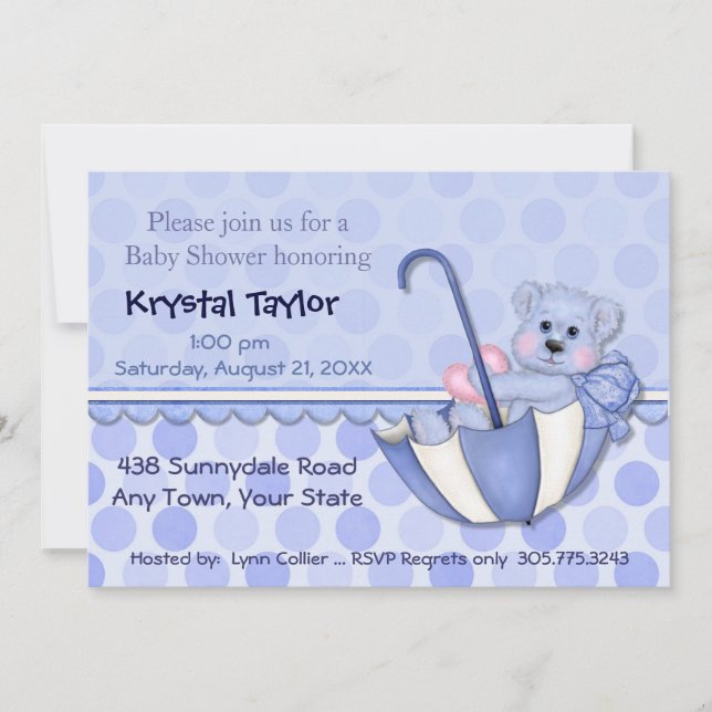 Paraplla Bear Blue - Inbjudan (Framsida)