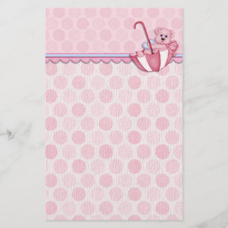 Paraplla Bear Rosa Polka dots Baby Brevpapper