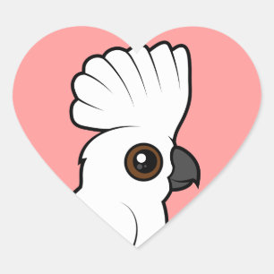Paraplla Cockatoo (upphöjd) Hjärtformat Klistermärke