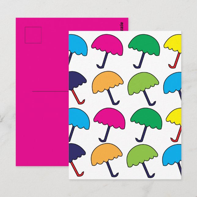 Paraplla Colorful Umbrella Vykort (Fram/baksida)