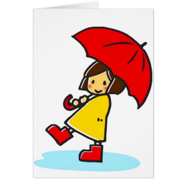 Paraplla Girl Greeting Card Hälsningskort (Framsidan)