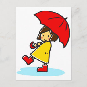 Paraplla Girl Postcard Vykort