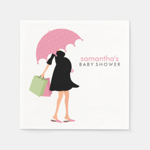 Paraplla Mamma Baby Shower {rosa} Pappersservett