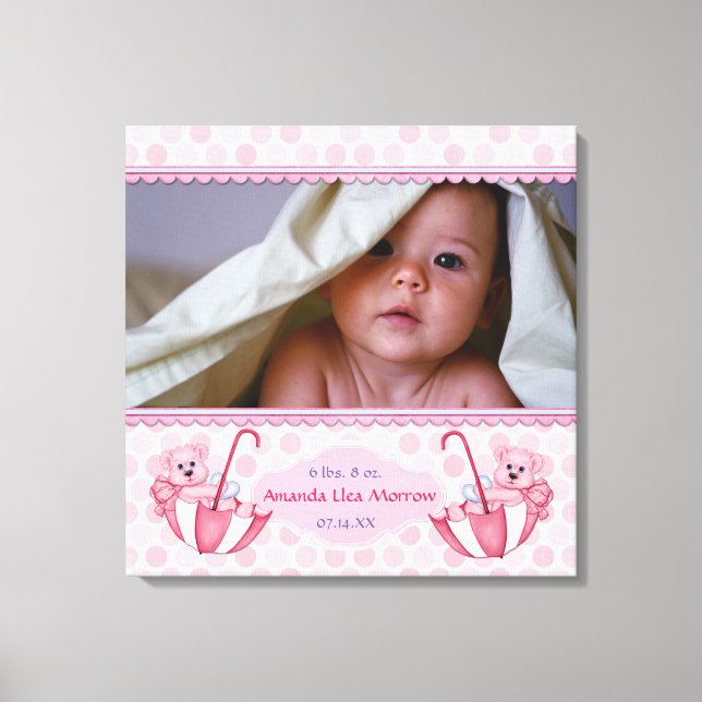 Paraplla Nalle Polka Baby Kanvastryck (Framsida)