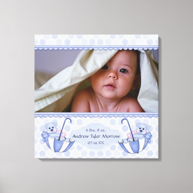 Paraplla Nalle Polka Baby Kanvastryck (Framsida)