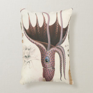 Paraplla Squid, Vintage Marine Life Animals Prydnadskudde