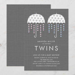 Paraplla TWILLINGARS Girl Boy Baby Shower-inbjudan Inbjudningar