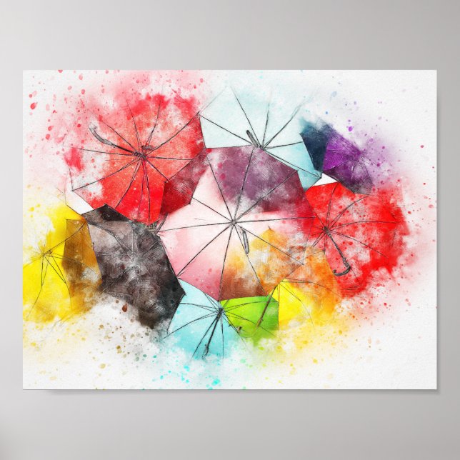 Parapllas Colorful Abstrakt Poster (Framsidan)